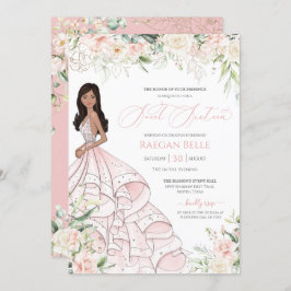 Invitación Rubor Rosa Blanco Roses Lujo Glam Sweet Dieciséis