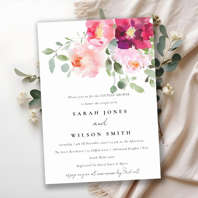 Invitación Rubor rosa Borgoña Rosa de agua Ducha de las parej (Subido por el creador)