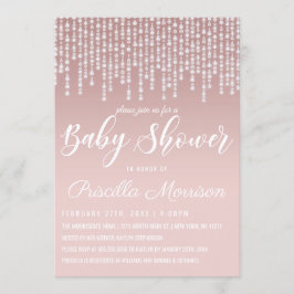 Invitación Rubor Rosa Colgando luces de diamante Baby Shower