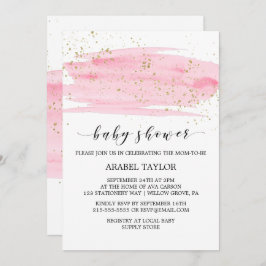 Invitación Rubor rosa de color de agua y Baby Shower de deste