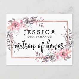 Invitación Rubor & Rosa Dorado ¿Serás Mi Dama de Honor