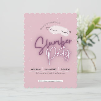 Invitación Rubor rosa, dormido, cumpleaños lento