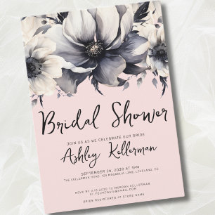 Invitación Rubor Rosa Elegante Floral Botánico Baby Shower Nu