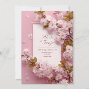 Invitación Rubor Rosa Flor de Cerezo Floral Boda de Primavera