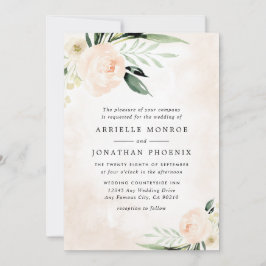 Invitación Rubor Rosa Floral Elegante Champán Jardín de Boda