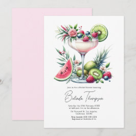 Invitación Rubor Rosa Floral Tropical Cóctel Bridal Shower