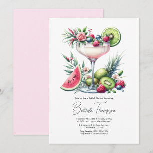 Invitación Rubor Rosa Floral Tropical Cóctel Bridal Shower