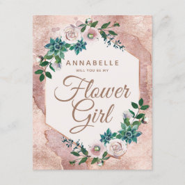 Invitación Rubor Rosa Gold Será Mi Chica De Flor