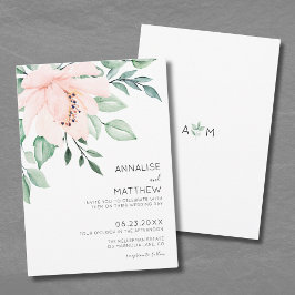 Invitación Rubor Rosa Moderno Floral Acuarela Boda