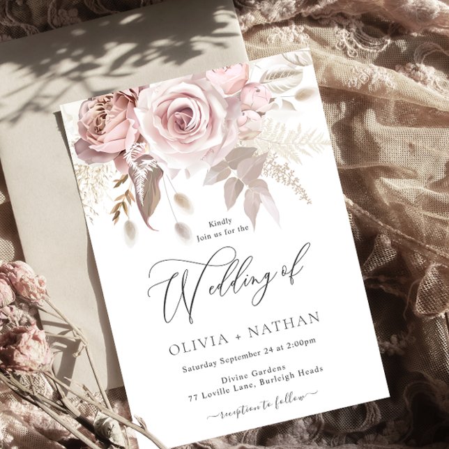 Invitación Rubor Rosa Polvoriento Boho Tendencia Todas Las Es (Subido por el creador)