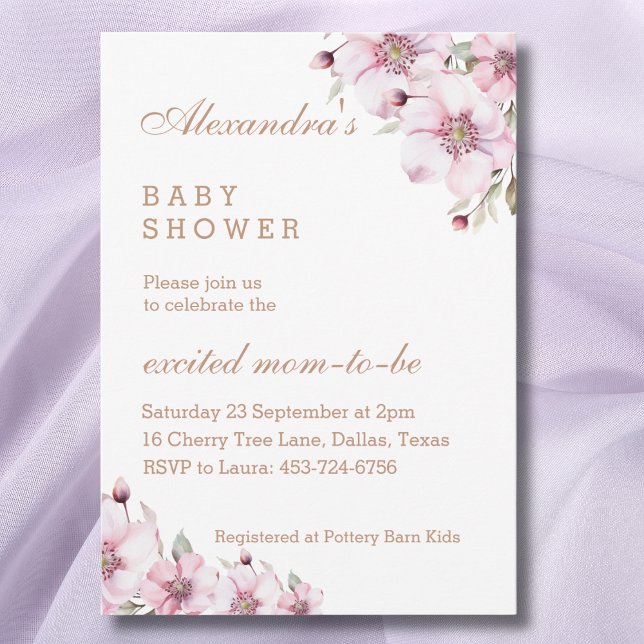Invitación Rubor Rosa Rosa Femenino Floral Baby Shower (Subido por el creador)