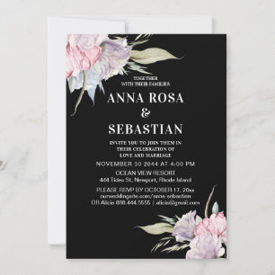 Invitación *~* Rubor Rosa - Rosa floral AR15 Boda RSVP