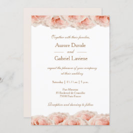 Invitación Rubor Rosa Rosa Floral Oro Blanco Elegante Boda