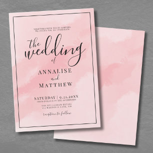 Invitación Rubor Rosa Simple Boda Acuarela