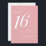 Invitación Rubor rosa suave | Dulce Girly Simple 16 Cumpleaño<br><div class="desc">Invitaciones modernas de fiesta de cumpleaños número 16 con acentos de guión. Sencillo,  informal y bonito. Color rosa claro suave con fuente blanca.</div>
