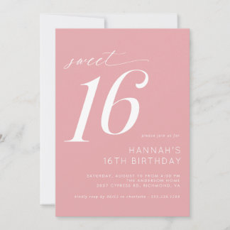 Invitación Rubor rosa suave | Dulce Girly Simple 16 Cumpleaño