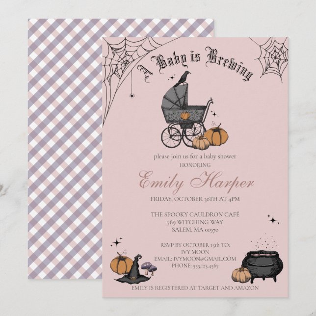 Invitación Rubor Rosa: Un bebé está preparando Baby Shower (Anverso / Reverso)