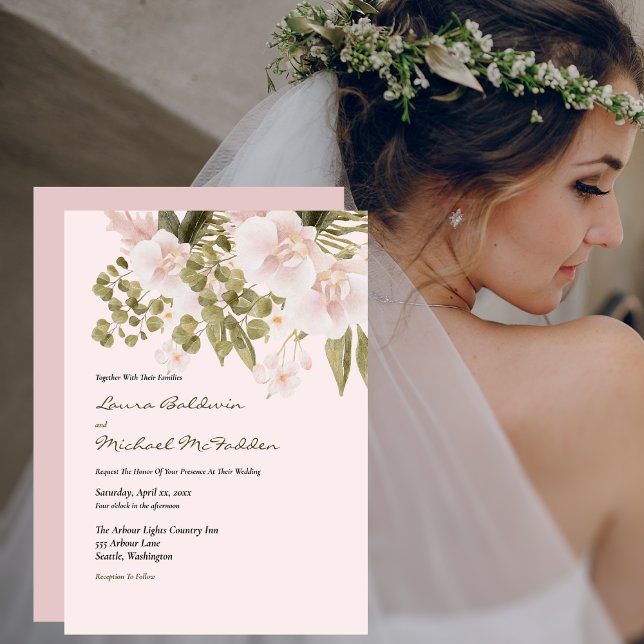 Invitación Rubor Rosa, Verde, Elegante Boda estilo Boho Invi (Subido por el creador)