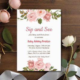 Invitación Rubor Rosa Watercolor Floral Baby Shower