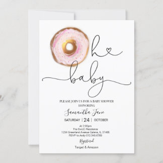 Invitación Rubor Rosa y Oro donut Oh Baby Baby Shower
