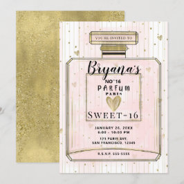 Invitación Rubor Rosa y Oro París Perfume Dulces 16 Cumpleaño