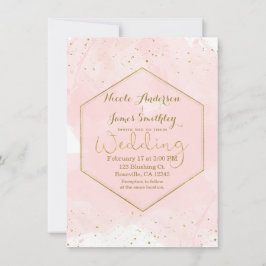Invitación Rubor Rosa y Oro Salpicado Boda Moderna