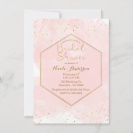 Invitación Rubor Rosa y Oro Salpicado Moderno Brunch Nupcial