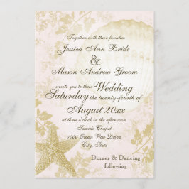 Invitación Rubor rosado de color rosa de la vintage costera