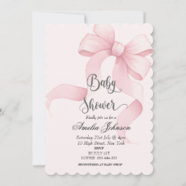 Invitación Rubor rosado y Bow Coquette Baby Shower