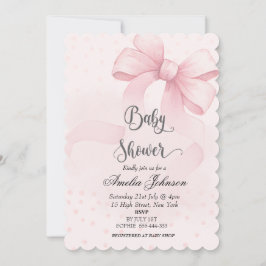 Invitación Rubor rosado y Bow Coquette Baby Shower
