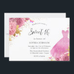 Invitación Rubor rosado y dorado Sparkle Vestido Floral Sweet<br><div class="desc">Rubor Rosa y Dorado Sparkle Vestido Floral Sweet 16 Invitación Más elegantes diseños florales de ducha de novia en nuestra tienda!</div>