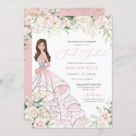 Invitación Rubor Rosas Blancas Rosa Elegante Glam Sweet Dieci