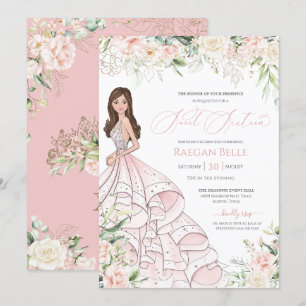 Invitación Rubor Rosas Blancas Rosa Elegante Glam Sweet Dieci