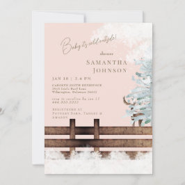 Invitación Rubor Rustic Woodland Baby hace frío afuera