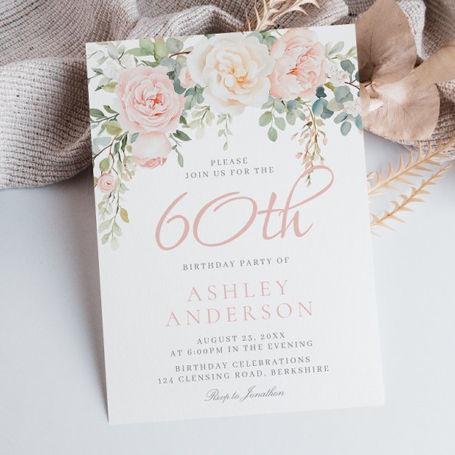 Invitación Rubor & Sage Elegant Floral Fiesta de cumpleaños n (Subido por el creador)