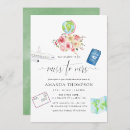 Invitación Rubor & Sage Green Floral Miss - Sra. Bridal Showe