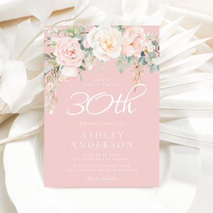 Invitación Rubor & Sage Modern Womans 30th Birthday Fiesta