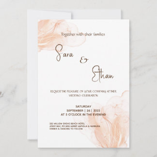Invitación Rubor simple romántico moderno y boda blanco Inv