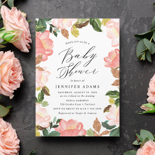 Invitación Rubor Spring Floral Baby Shower