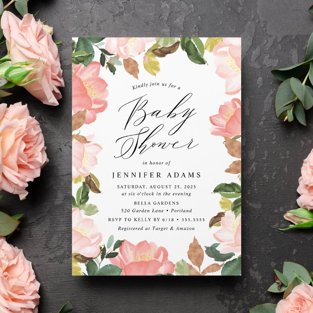 Invitación Rubor Spring Floral Baby Shower (Subido por el creador)