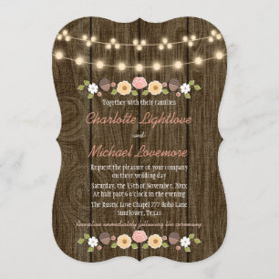 Invitación Rubor String of Lights cae en Boda de maíz ruso