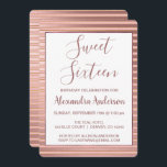 Invitación Rubor Stripe Rosa Sparkle Sweet 16 cumpleaños<br><div class="desc">Las franjas de Relieve metalizado dorado rosado y Rosa de Rubor Dulce Invitación a la fiesta de cumpleaños 16. Esta invitación es perfecta para la fiesta de cumpleaños Rosa Gold Sweet 16 que busca celebrar en rosa.</div>