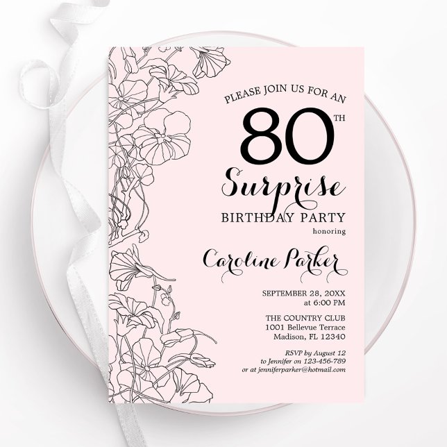 Invitación Rubor Surprise 80th Birthday Party (Subido por el creador)