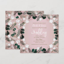 Rubor Taupe Algodón Floral Vegetación Rústica Boda