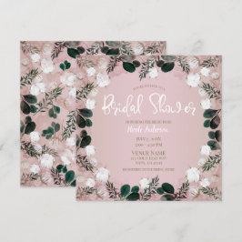 Invitación Rubor Taupe Algodón Floral Verde Bridal Shower
