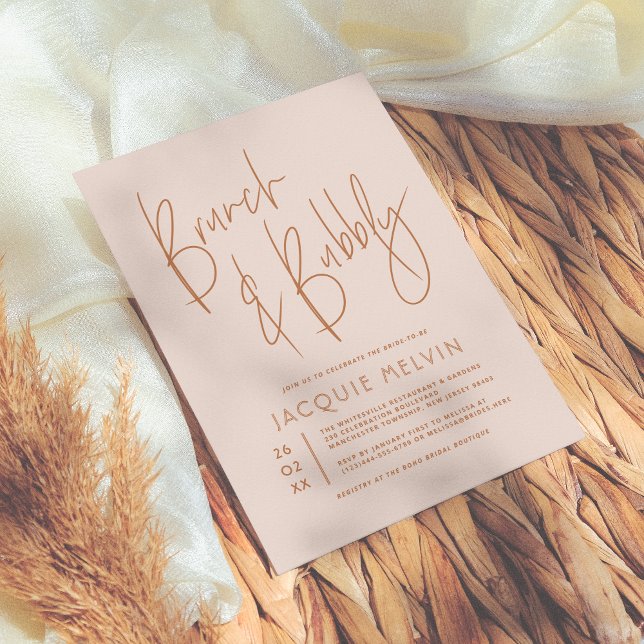 Invitación Rubor & Terracota Brunch & Bubbly Bridal Shower (Subido por el creador)