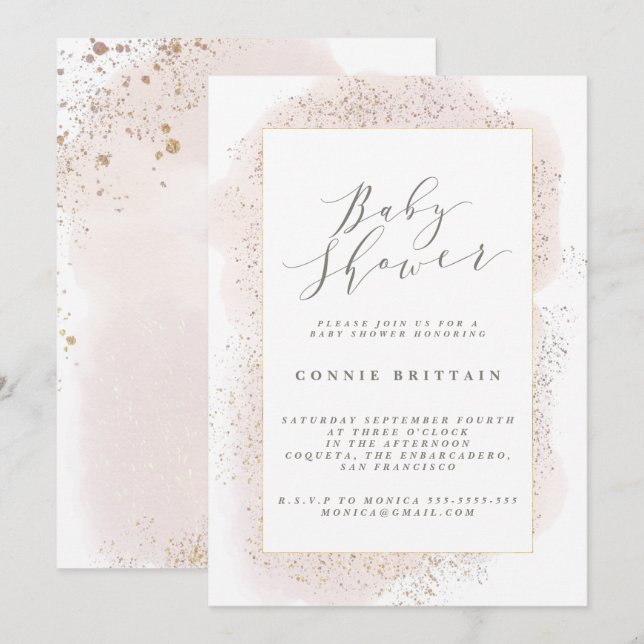 INVITACIÓN RUBOR TOUCH BABY SHOWER (Anverso / Reverso)