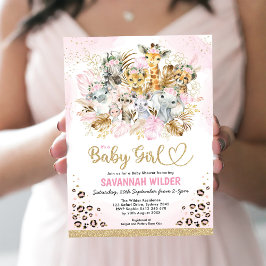 Invitación Rubor Tropical Boho Safari Animals Baby Shower