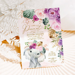 Invitación Rubor Violet Tropical Greeneration Elephant Baby