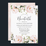 Invitación Rubor Watercolor Flowers 90th Birthday Party<br><div class="desc">Invitación de fiesta de cumpleaños 90 de las flores de color de agua de Rubor Consulte colección de coincidencias en Nicho y tienda de nidos</div>